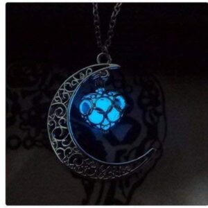 lmciezr duan steampunk pretty magic fairy locket glow in the dark series luminous halloween moon love heart pendant necklace, gold plated copper, no gemstone